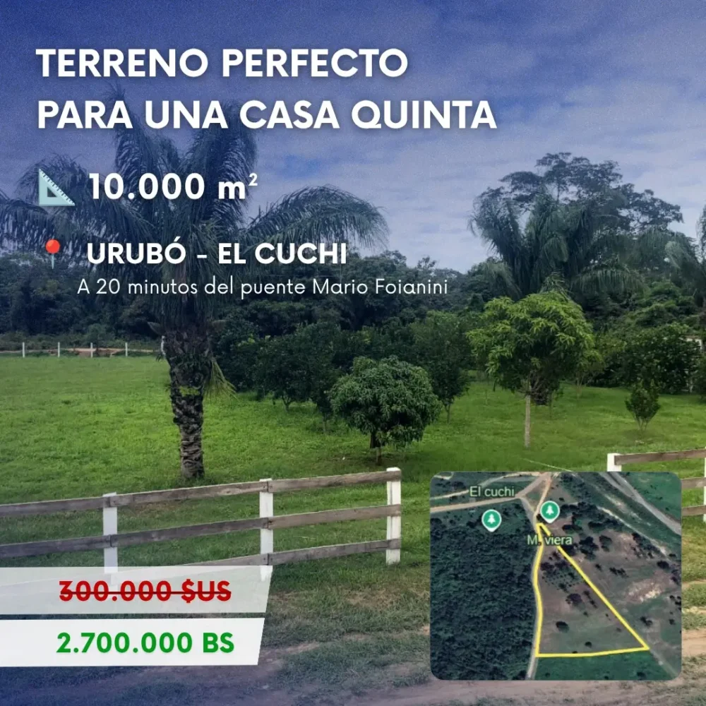 TERRENO EN VENTA URUBÓ 📍 ZONA EL CUCHI