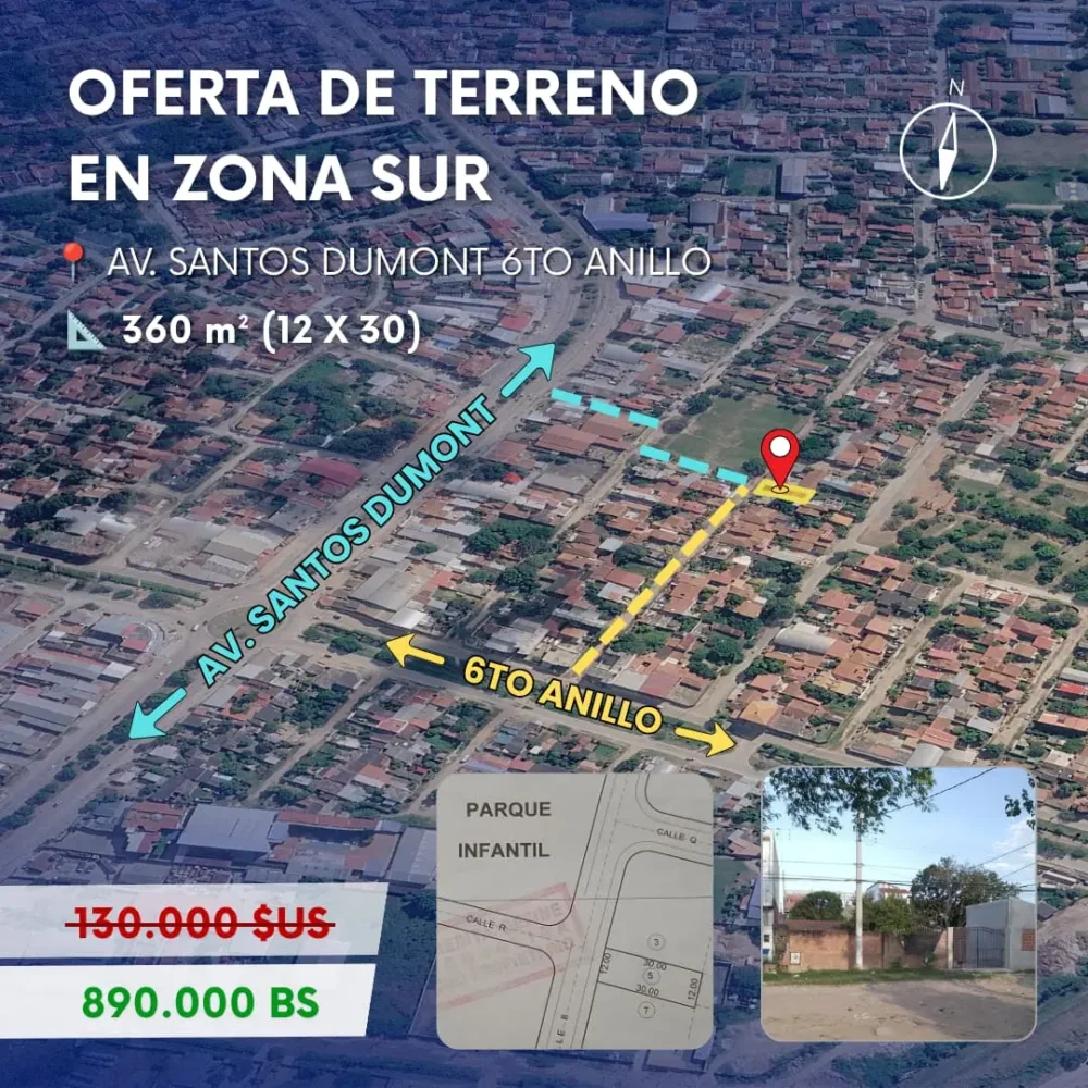 Terreno con 12 m. de frente Av. Santos Dumont, Sexto Anillo