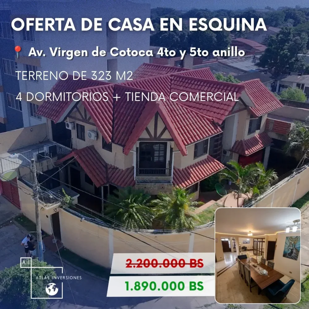 Casa Comercial Sobre Avenida en Esquina Av. Guaracachi