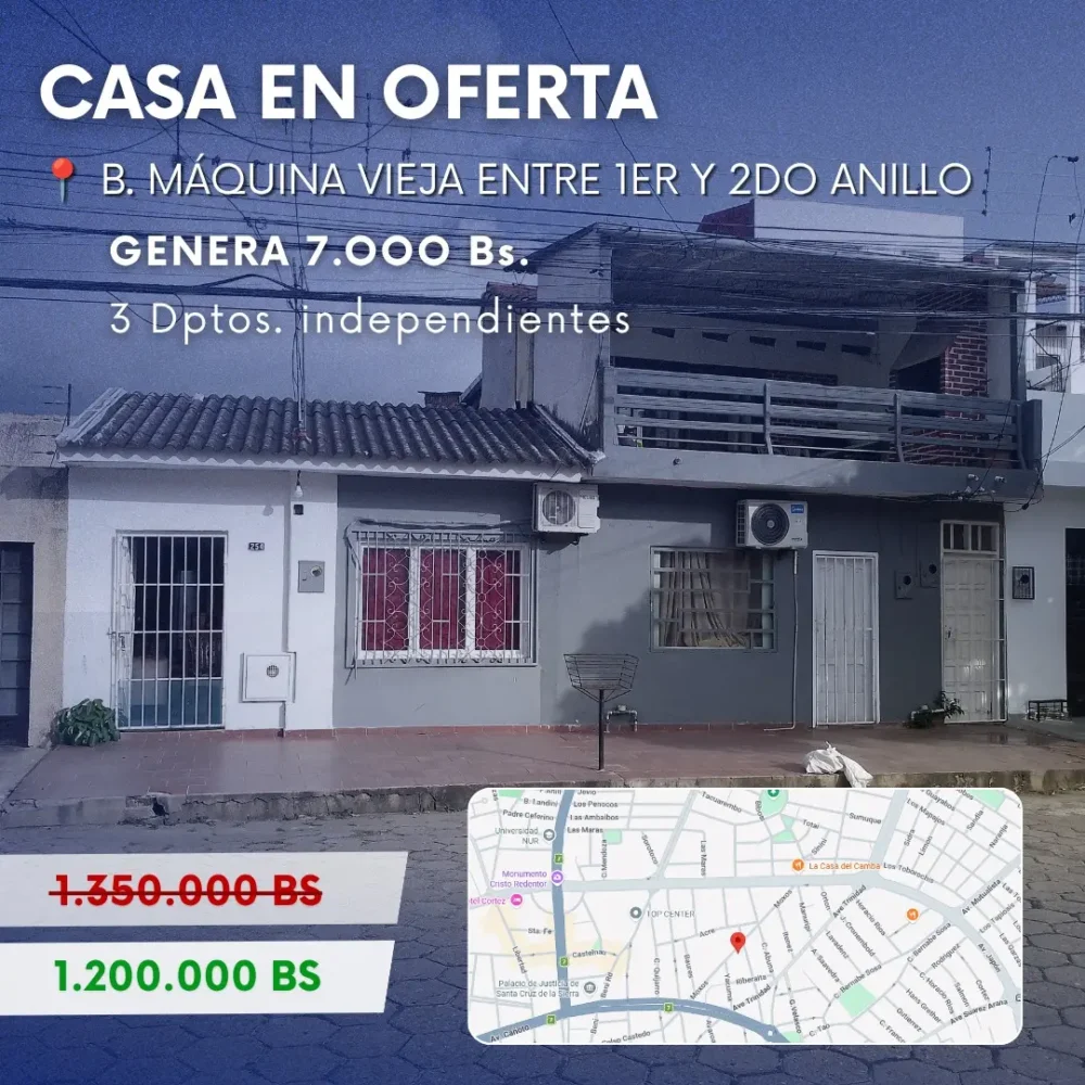 Casa de Alta Rentabilidad con 3 dptos. Independientes