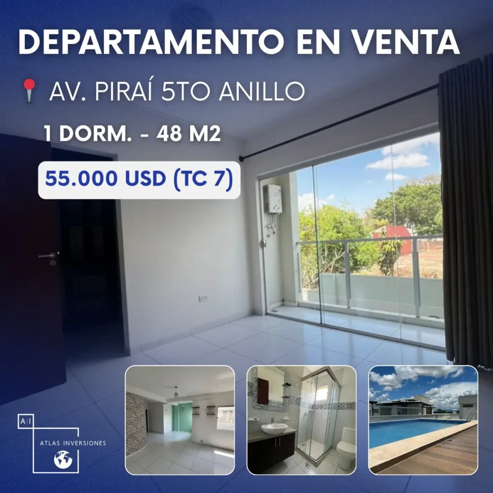 Departamento de 1 dormitorio en Av. Piraí, 5to anillo