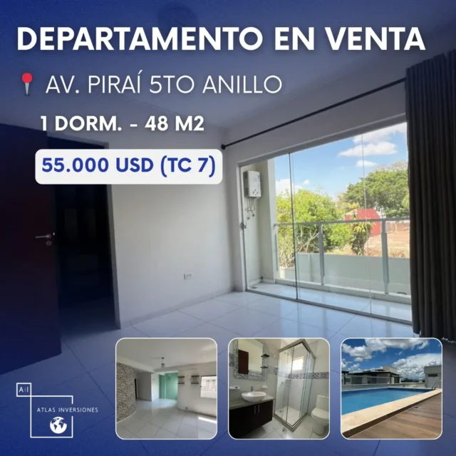Departamento de 1 dormitorio en Av. Piraí, 5to anillo