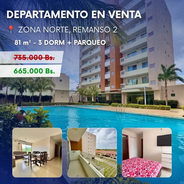 Departamento de 3 dormitorios en Remanso 2, Zona Norte